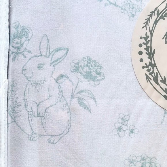 NEW BUNNY Twin Size Green Toile Sheet Set (easter bunnies) easy care microfiber - Picture 5 of 7